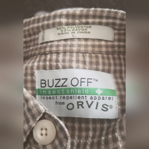 Buzz Off Casual Shacket Insect Repellent Men Large Adventure Seersucker - Picture 10 of 11